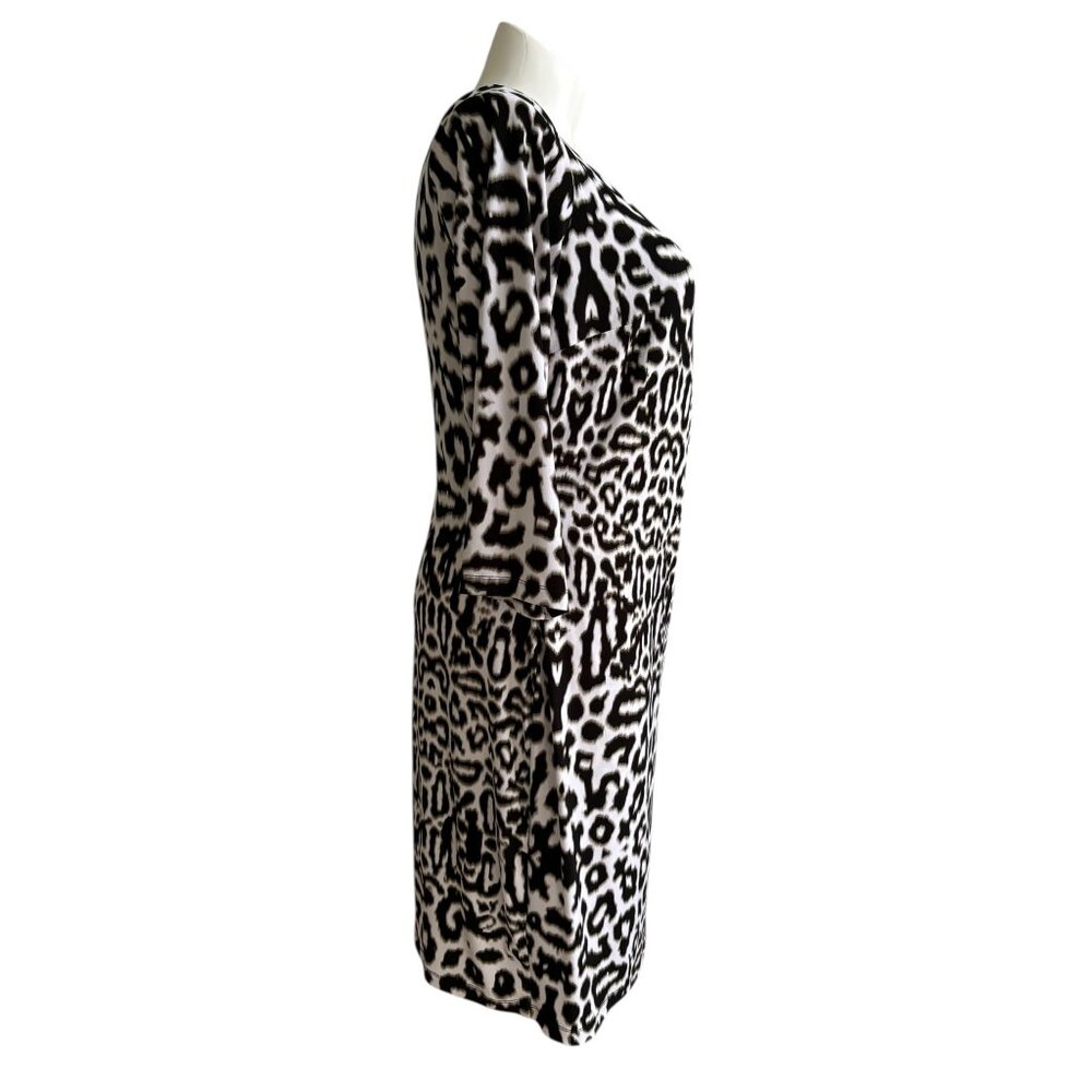 Calvin Klein Women's Snow Leopard Keyhole Ruched Faux-Wrap Dress Size 18W - Picture 6 of 12